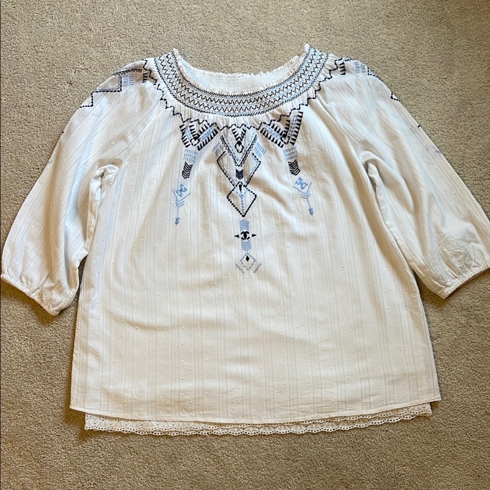 Westport Embroidered Peasant Style Top.